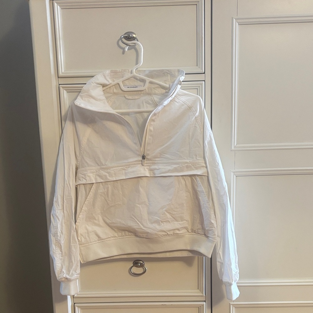 White Half-Zip Windbreaker